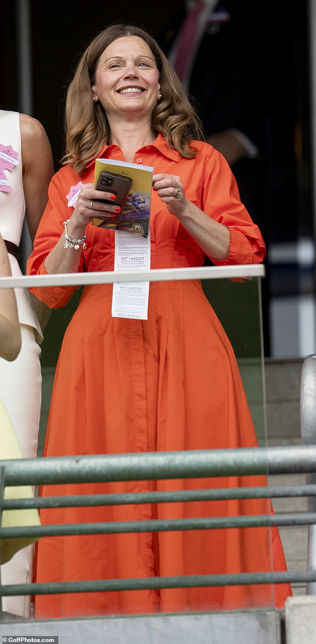 The rarely seen wife of Sir Keir was dressed for the warmer weather in a bright orange shirt dress, which buttoned through the middle