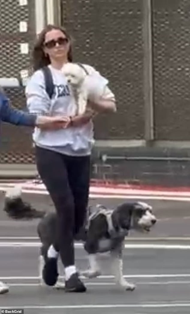 She brought her two beloved dogs with her on their travels and sweetly cradled her Maltese Elvis in her arms while Havanese pup Salsa walked alongside her