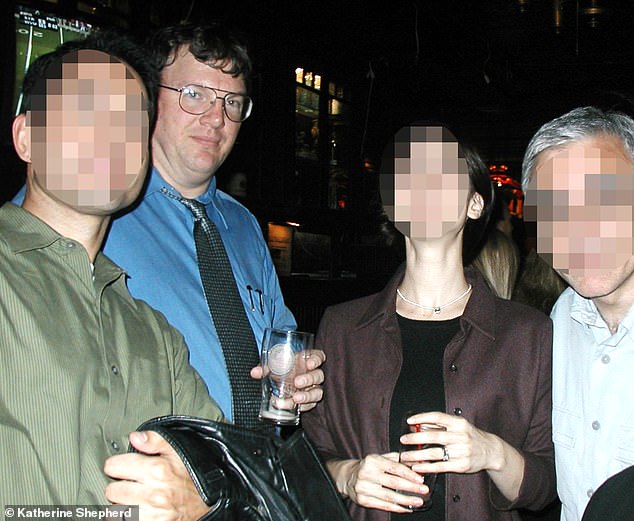 Heuermann is seen drinking beer and mingling with his colleagues