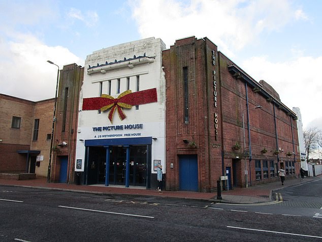 The protests in had ended at around 7pm when protestors made their way back to the where the gathering began, around 50 metres from the pub (pictured)