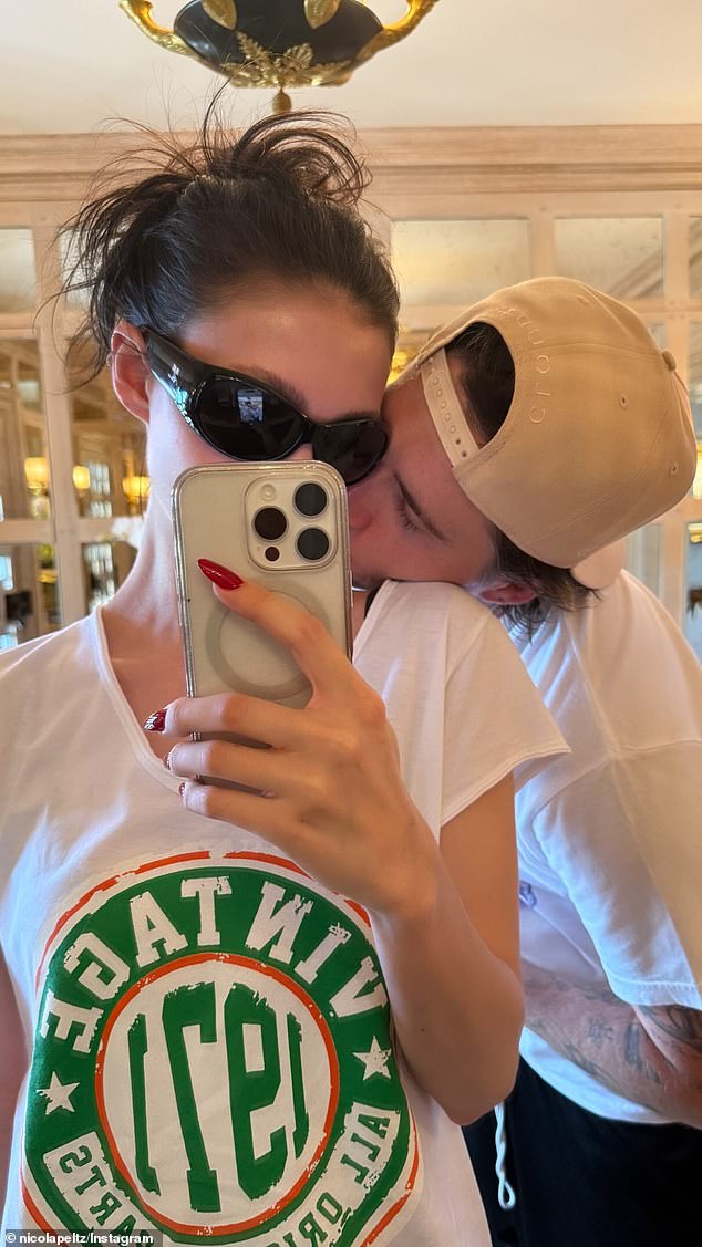 Brooklyn Beckham and his wife Nicola Peltz pictured in what looks to be the UK countryside on Saturday as they shared snaps to Instagram ahead of the wedding