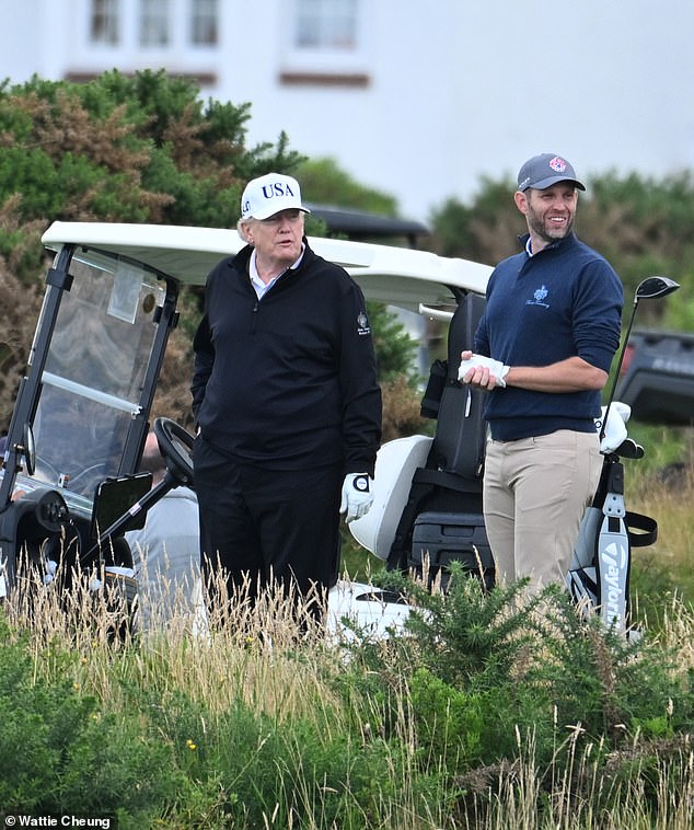 The President was accompanied by his son Eric Trump