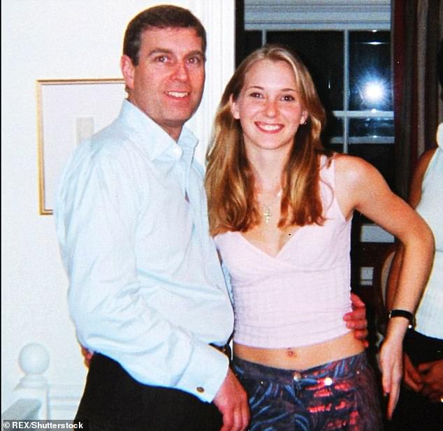 Andrew has always vehemently denied claims by Virginia Giuffre that she was sex-trafficked to him by Epstein when she was just 17 (pictured: Andrew and Ms Giuffre in 2001)