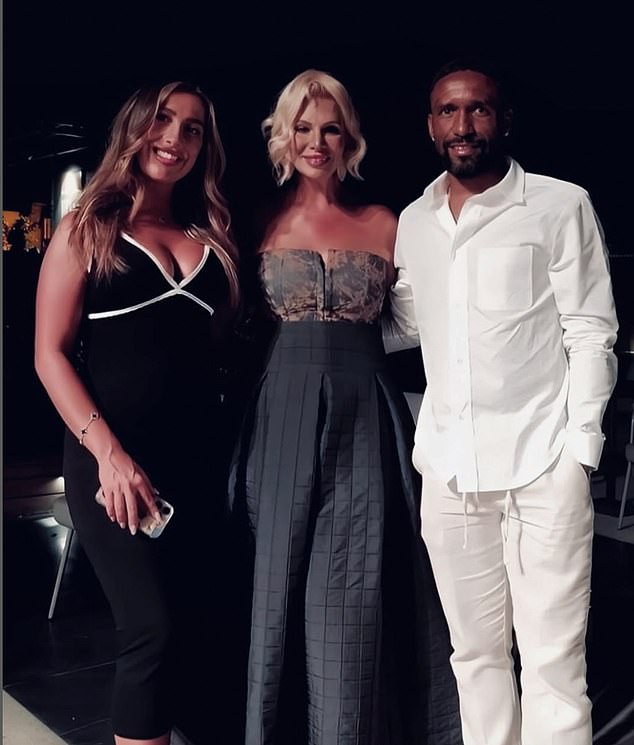 The ex-Premier League star, 42, is said to be dating recruiter Farran Tomlin (left) - 11 years his junior, according to The Sun (Jermain and Farran pictured in Bodrum last week with singer Dilek Sert Erdogan middle)