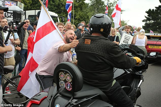 Hundreds of demonstrators gathered outside The Best Western Brook Hotel in Bowthorpe, Norwich, on Saturday