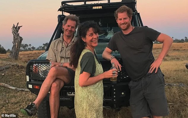 There, he is thought to have met with a mother figure in his life who lives in the southern African country, Tania ¿TJ¿ Jenkins (centre), whom he calls ¿mom¿. She and her husband Mike Holding (left) played a pivotal role in Harry¿s life for many years before he met Meghan.