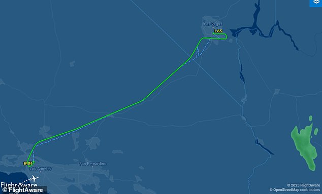 The Southwest Boeing 737 jet was flying from Burbank to Las Vegas and arrived safely