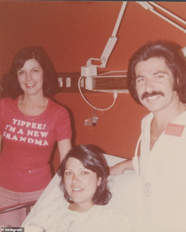 She also shared a photo of MJ and her late father Robert Kardashian surrounding Kris in her hospital bed at the time of Kourtney's birth as MJ wore a shirt reading: 'Yippee! I'm a new grandma!'