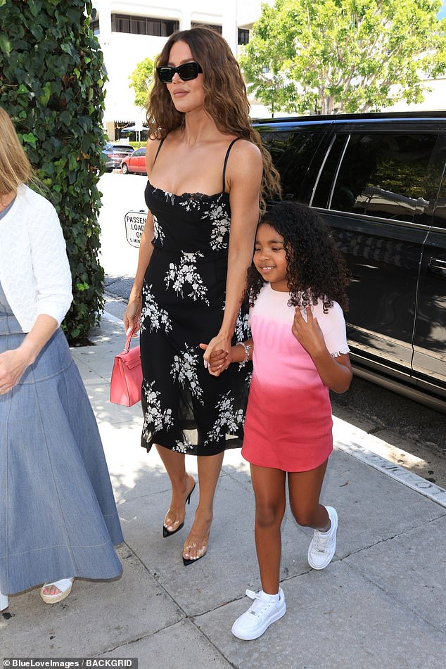 Khloe Kardashian arrived with her seven-year-old daughter True