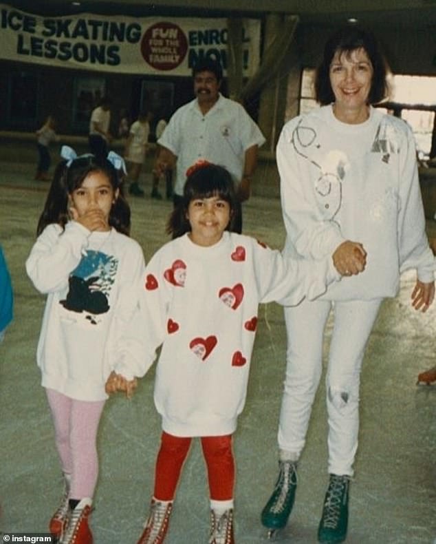 Kourtney also took to Instagram Stories with a snapshot of MJ iceskating with her and her sister Kim Kardashian