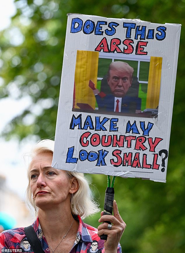 Some protestors used their British sense of humor to full effect