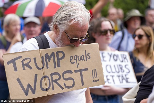 Some signs were explicit in their messaging opposing Trump's presence