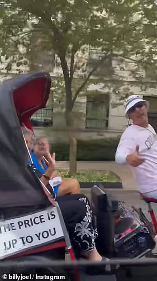 Earlier this week, Joel was riding in a limo in New York City when he happened upon a pedi-cab that was playing one of his songs