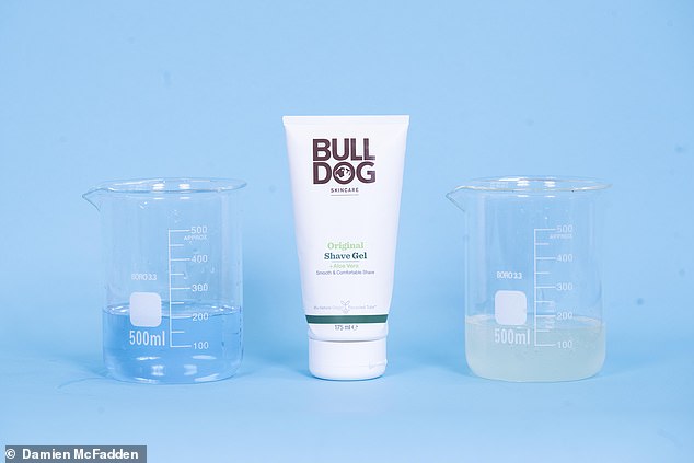 This clear shave gel comes in a squeezy tube, which is white so you can't see how much is inside