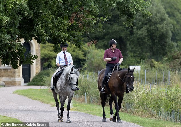 The Duke of York, 65, typically heads out on his horse to kick off the weekend in Berkshire, and he didn't let the humidity sway him today