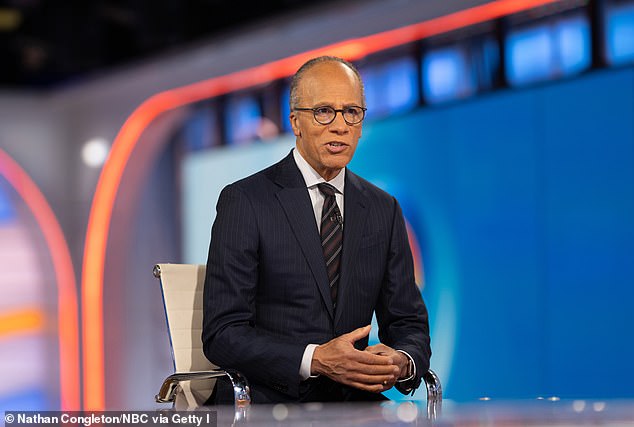 Trump also noted that NBC's viewership is down almost 28% this year, with recent ratings also showing NBC Nightly News has seen a decline of over 600,000 viewers in just four weeks after announcing that night anchor Lester Holt (pictured) would be leaving