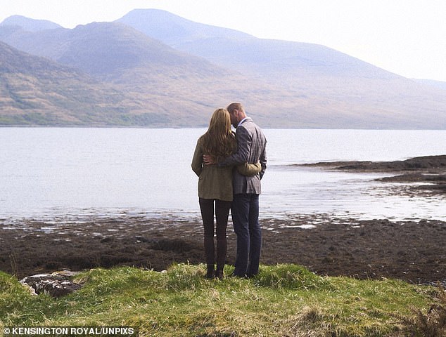 The royal couple shared this photo taken on social media to mark their 14th wedding anniversary during an official visit to the Isle of Mull in Scotland