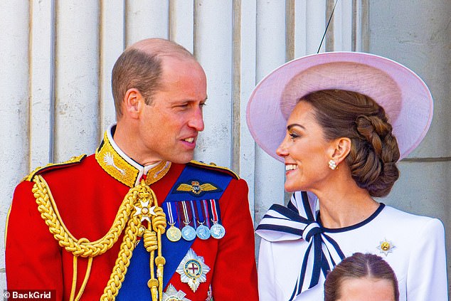 Body language expert Judi James said: 'Their body language together has shown a similar theme of romantic affection with William clearly delighted to share his feelings with the world'