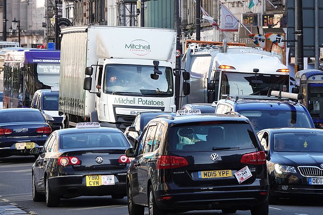 2023: Traffic crawls along a busy road in Cardiff that was switched from 30mph to 20mph