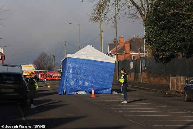 Police at the scene after the teenager was stabbed to dead days before New Year's Eve