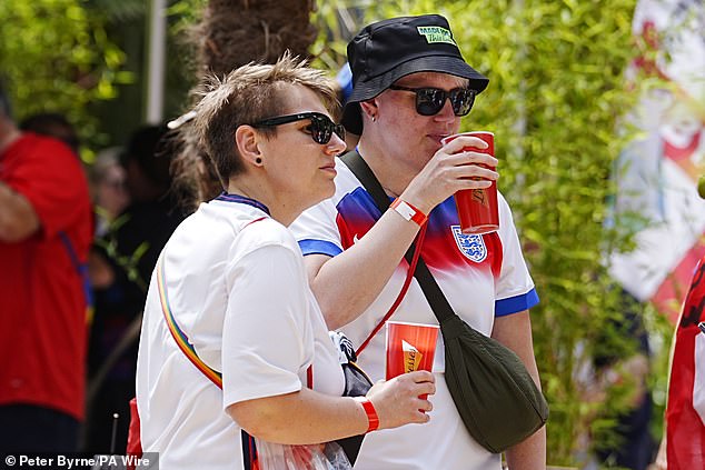 England fans in Basel on Sunday ahead of the Women's Euro 2025 final