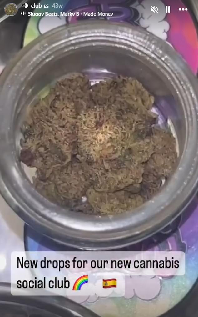 Jonny Smyth advertises cannabis on his Instagram account