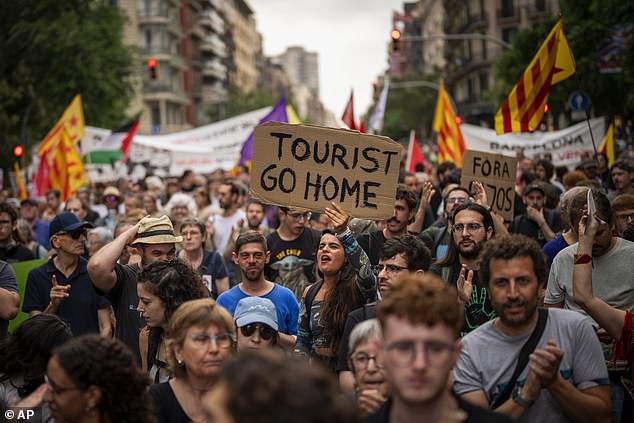 Protestors marched on the streets and told tourists to 'go home'
