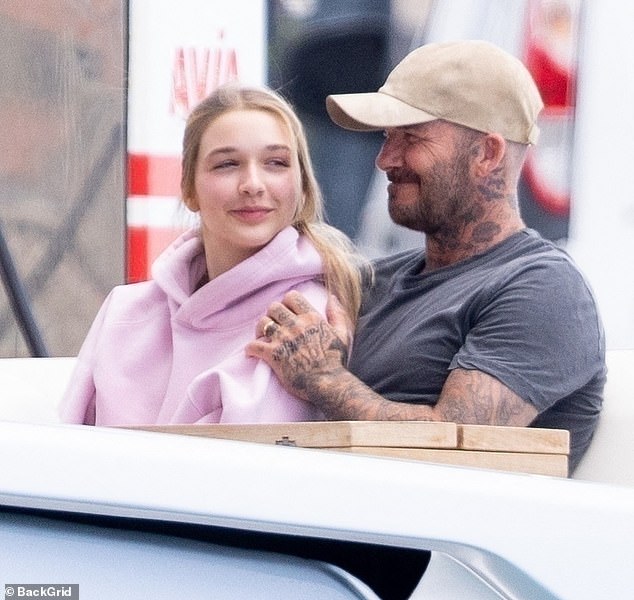 David and Victoria had no idea whether Brooklyn, who Harper (pictured) has idolised since she was a little girl, would message her privately or publicly