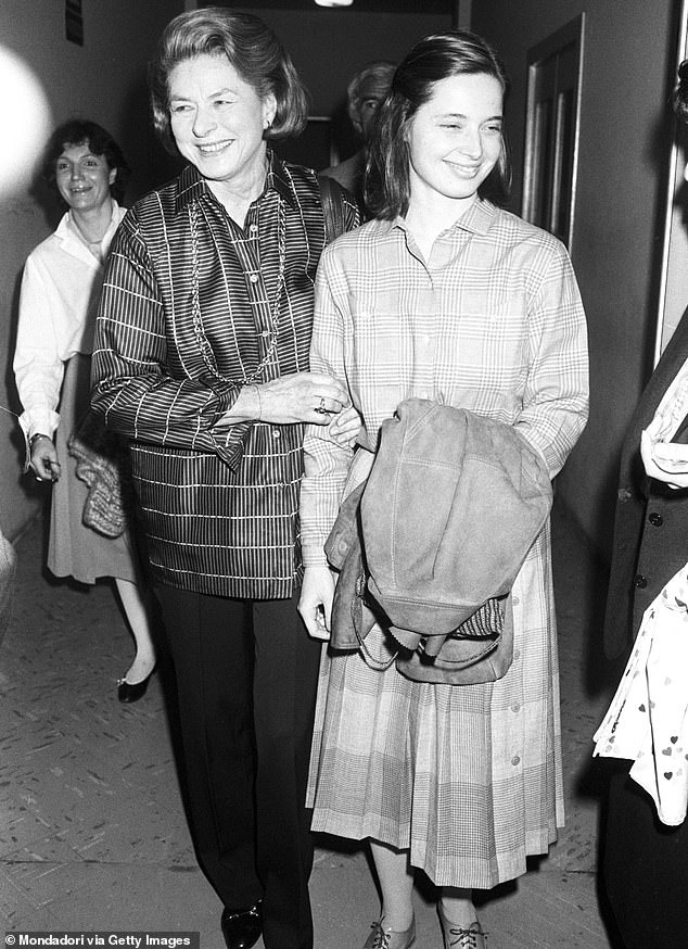 Isabella and her twin sister Isotta were born in Rome in 1953 during Ingrid's sojourn in Italy; Isabella is pictured with her mother in 1980