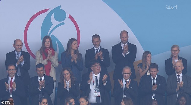 Prince William is pictured clapping in ITV coverage ahead of the game