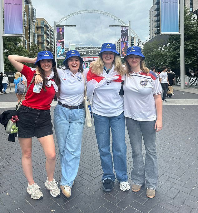Fans spoke to MailOnline outside Wembley Stadium. (L-R) Genevieve Turner, Sophie McCusker, Jess Allcock and Amelia Lynch