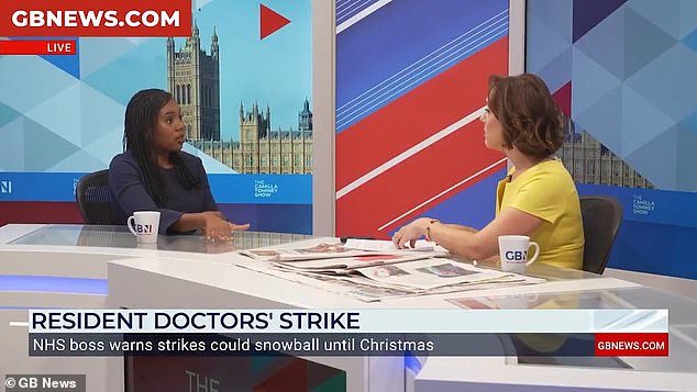 Urging Sir Keir Starmer to take similar action, she said: 'The BMA has become militant, these strikes are going too far, and it is time for action'