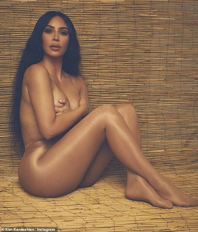 The reality star has also posed topless while promoting her brand SKIMs tights