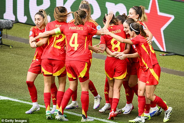 Spain opened the scoring through Arsenal forward Mariona Caldentey in the 25th minute