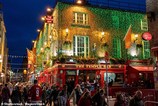 Dublin's Temple Bar (pictured) was listed third, despite being renowned for its lively nightlife and traditional Irish pubs