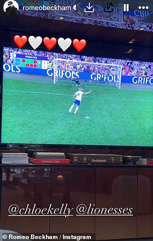 He also shared Kelly's winning goal on his Instagram Stories, posting a slew of red and white hearts while tagging Chloe and the team in his post
