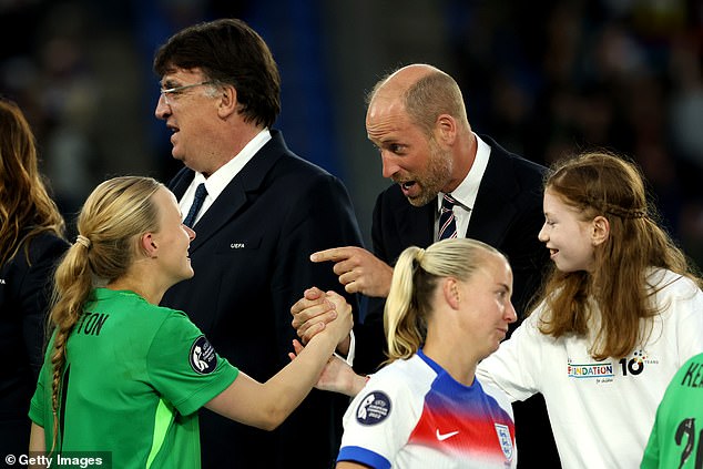 Hampton was congratulated by Prince William before England lifted the hallowed trophy
