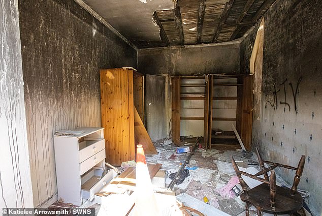 Inside the hollow exposed properties, remnants of past lives remain