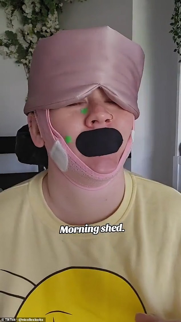 The viral treatment promises a fuss-free morning by having individuals sleep in sellotape, silicone face peels loaded with products, and augmenting chin straps