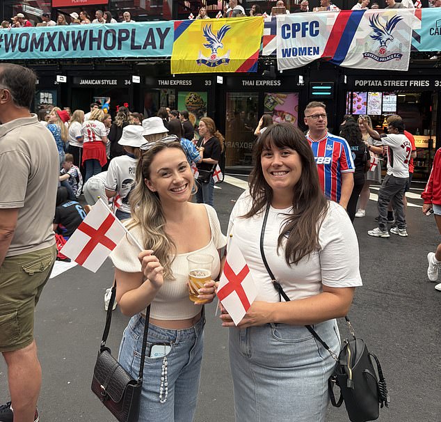 Mollie, pictured left, and Lauren Andrews, right pictured at Croydon Box Park. Collective heads fell into hands when the referee signalled the end of extra time and the start of penalties