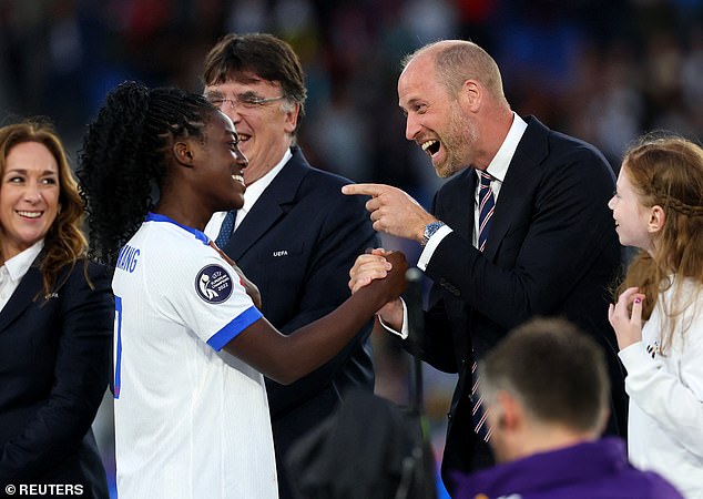 But his mood soon changed, with him pictured grinning as he congratulated Agyemang during the trophy ceremony