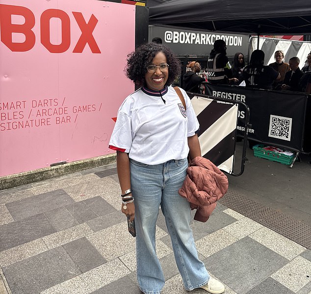 Siobhan Baccas pictured at Box Park. Most people in this arena had faith they would pull through in the end, even those who told MailOnline that they had been 'anxious all day'