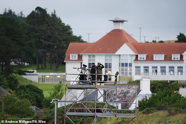 Security forces are pictured at the Trump Turnberry golf course in South Ayrshire