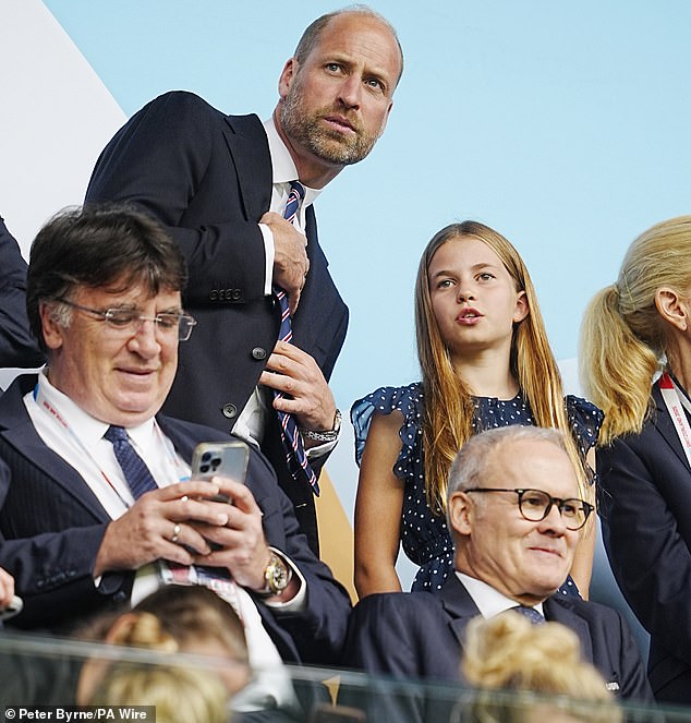 At one point, Charlotte seemed to be having a concerned discussion with her father (pictured), seemingly worried about this early setback for the Lionesses