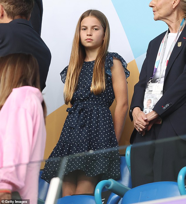 Charlotte was wearing a chiffon polka dot dress from Guess - which she also wore to attend Wimbledon last year