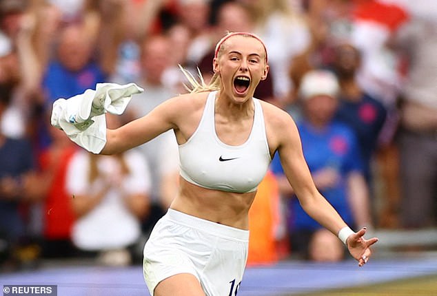 Chloe became a sporting sensation when she scored the winning goal in the Women's Euros 2022 final against Germany (pictured)