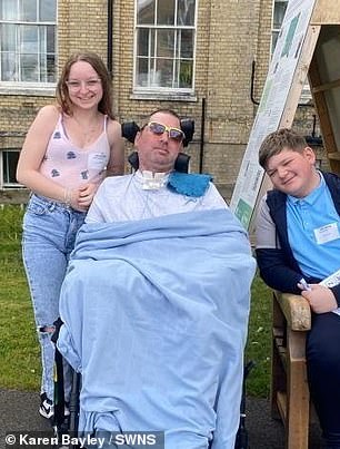 The father and his two children Brooke and Jesse after the stroke
