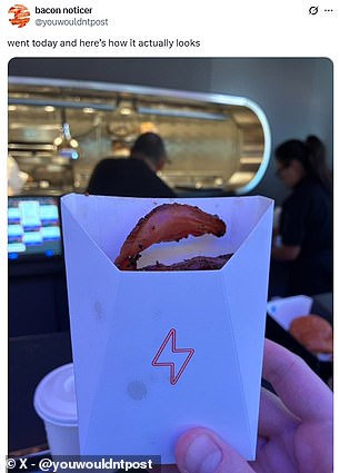 Journalist Miles Klee posted a picture of the Epic Bacon on X, writing: 'went today and here's how it actually looks'