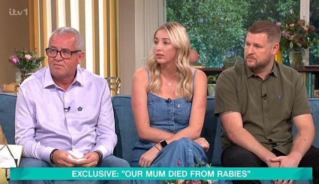 Yvonne's husband Ron and her two children Robyn and Adam appeared on the ITV show on Monday to raise awareness about the viral disease and how to prevent a devastating death (pictured)