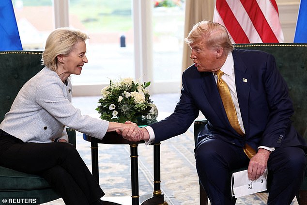 Donald Trump met the president of the EU Commission Ursula von der Leyen to discuss trade between the US and EU yesterday